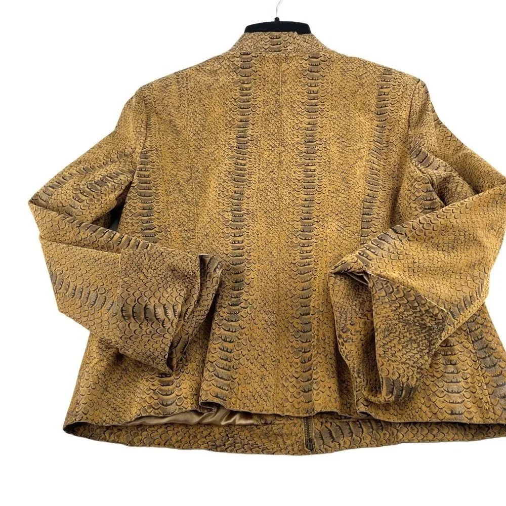 Pamela McCoy Women’s Size Medium‎ Leather Jacket Snakeskin Full Zip